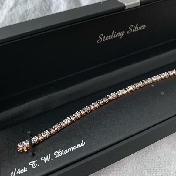 Real Diamonds sterling silver rose gold bracelet - Picture 2 of 8